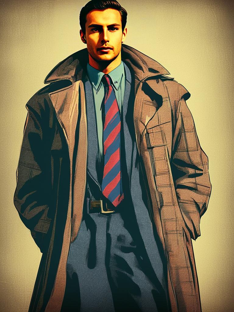 Confident Man in Vintage Comic Style Outfit Confident Man in Vintage Comic Style Outfit