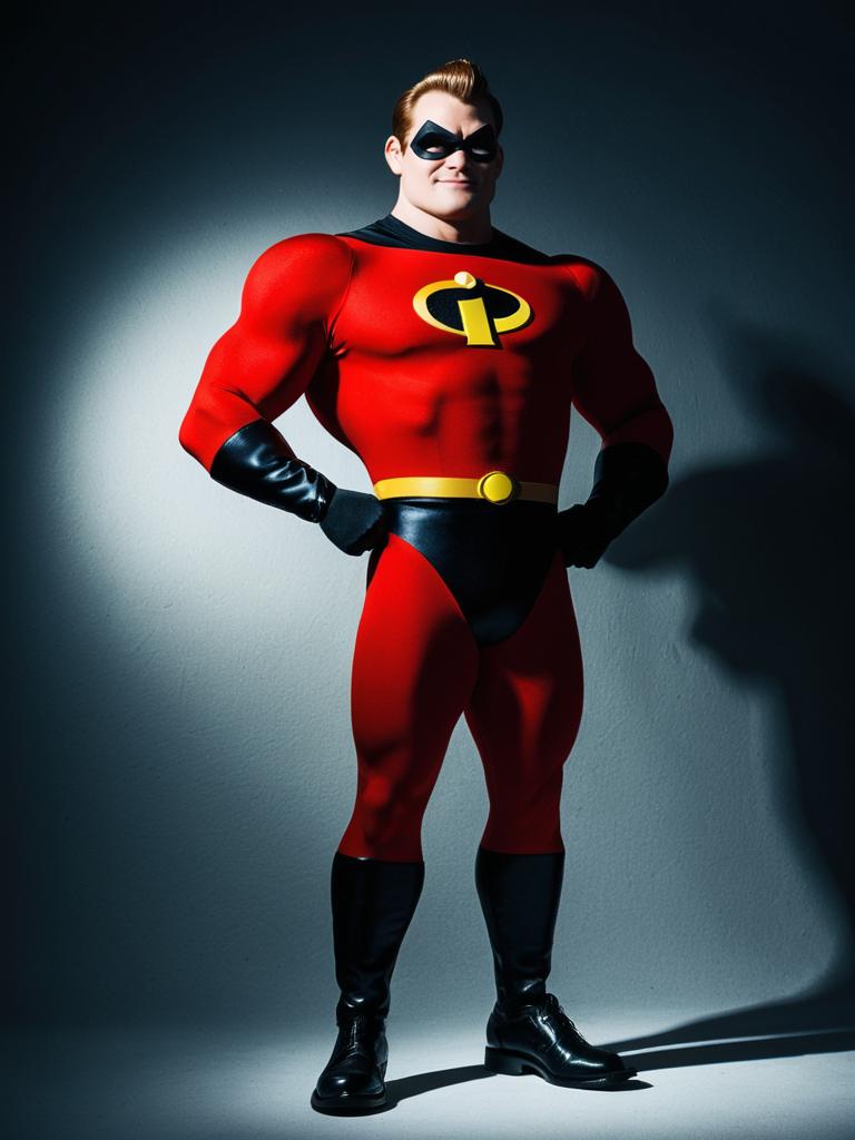 Confident Man in Red and Black Costume Confident Man in Red and Black Costume