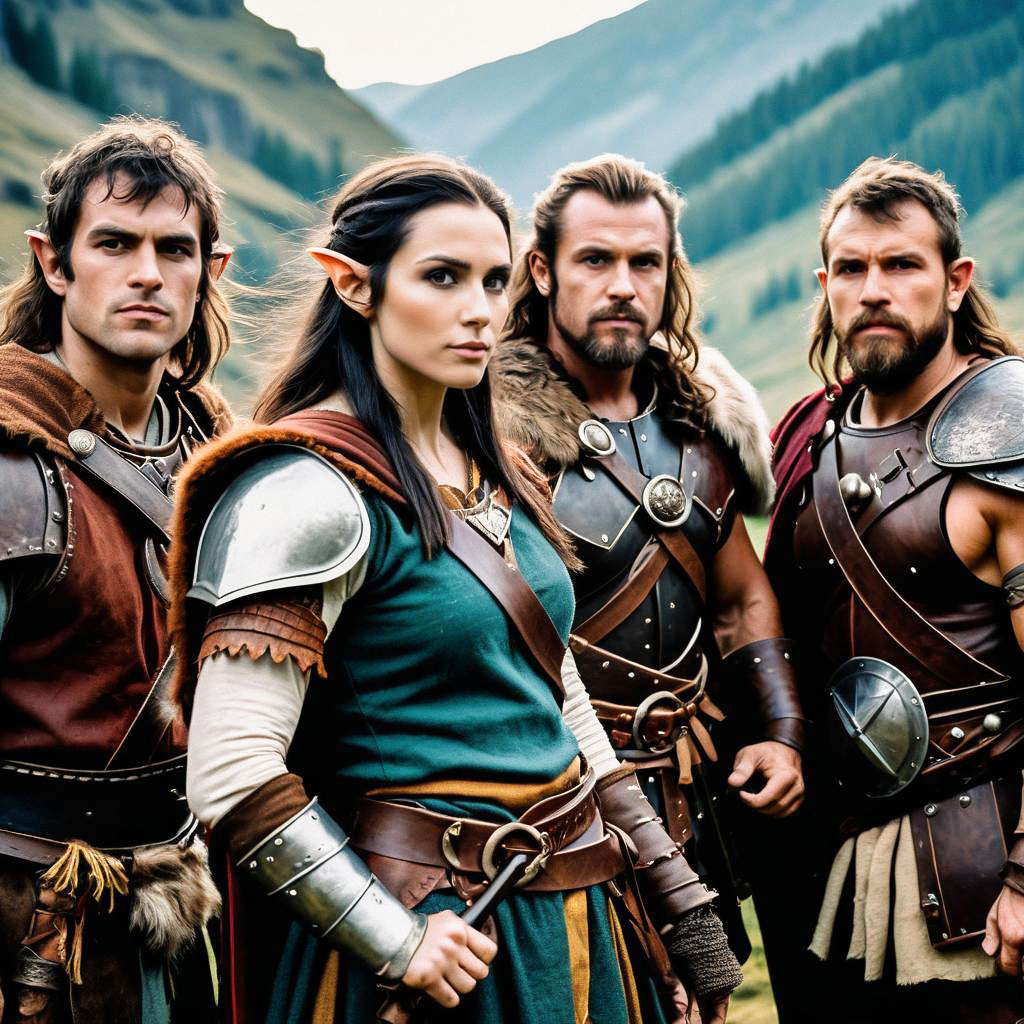 Fantasy Warriors in Mountain Landscape Fantasy Warriors in Mountain Landscape