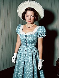 Miss Elizabeth Vintage Blue Polka-Dot Costume with Lace Bonnet