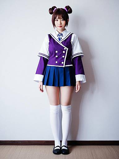 Munakata Atsumi Cosplay in Purple Anime School Uniform