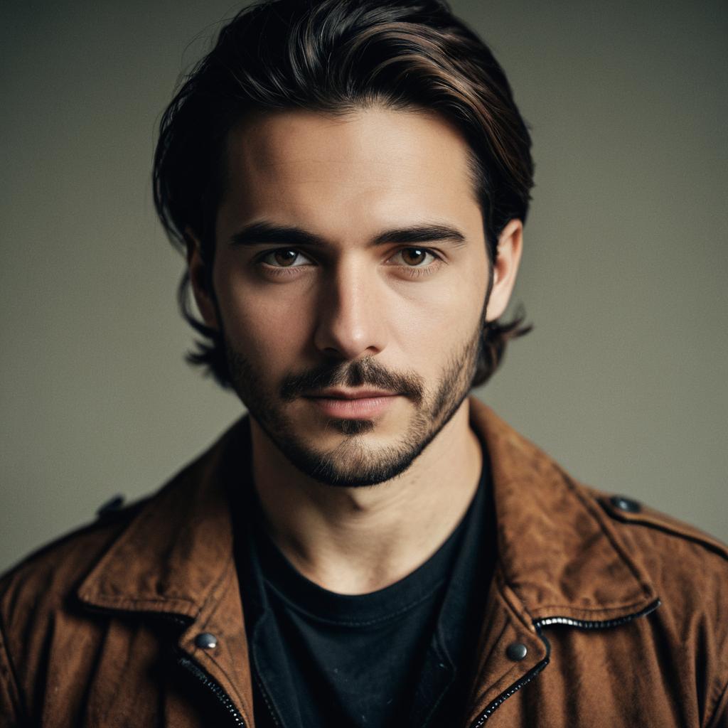 Male Grunge Outfit Portrait in Brown Suede Jacket Male Grunge Outfit Portrait in Brown Suede Jacket