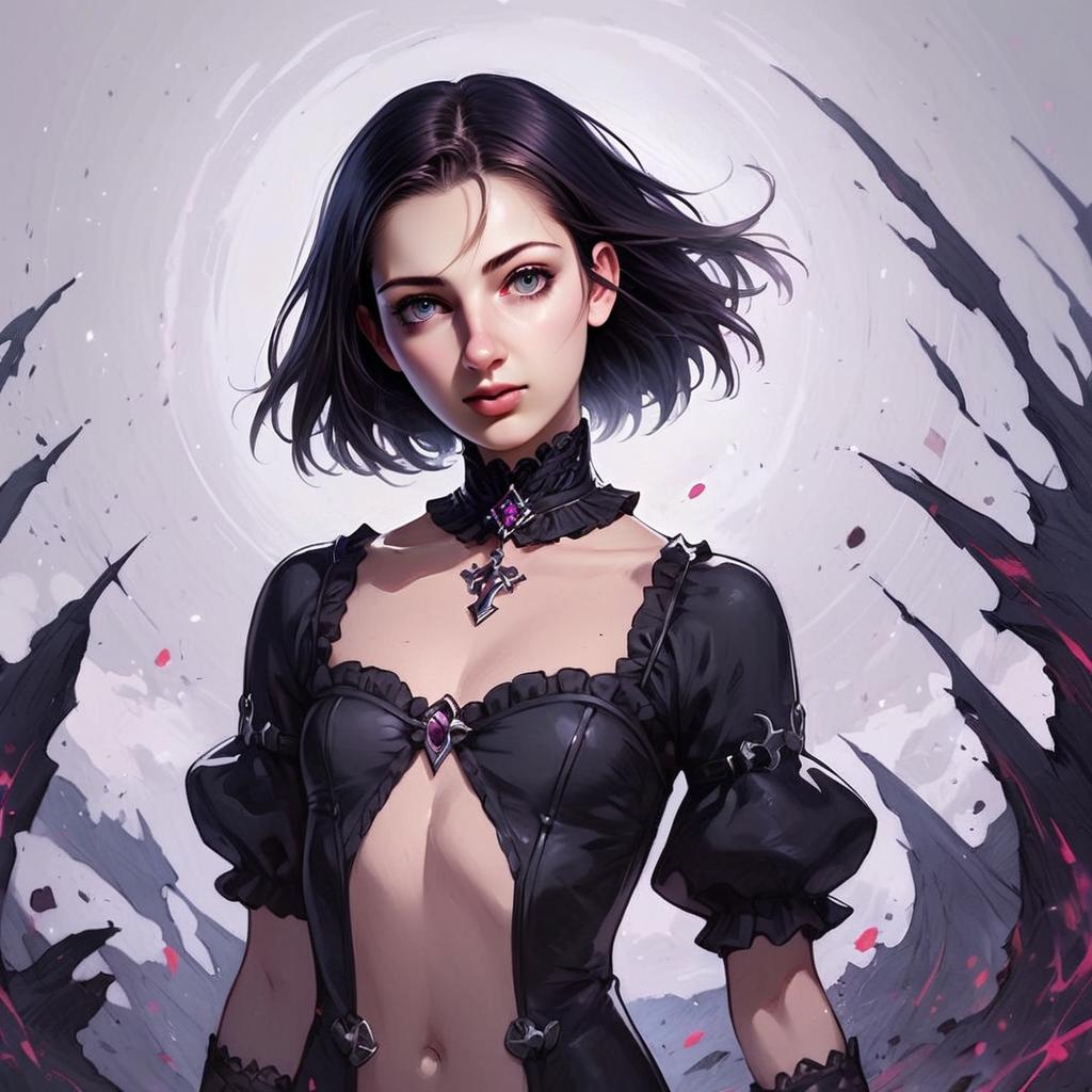 Gothic Woman with Blue Eyes and Violet Accents Gothic Woman with Blue Eyes and Violet Accents