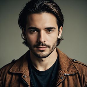 Male Grunge Outfit Portrait in Brown Suede Jacket