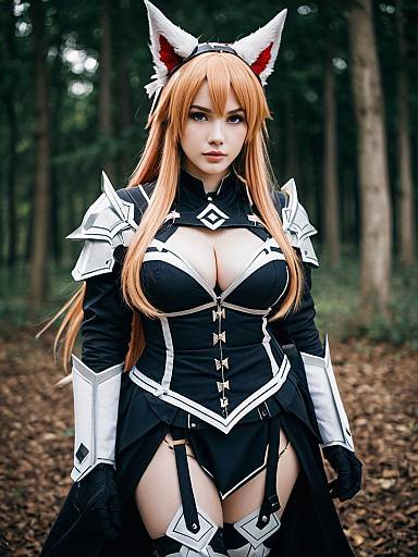 Archetto Arknights Cosplay Woman in Detailed Armor Forest