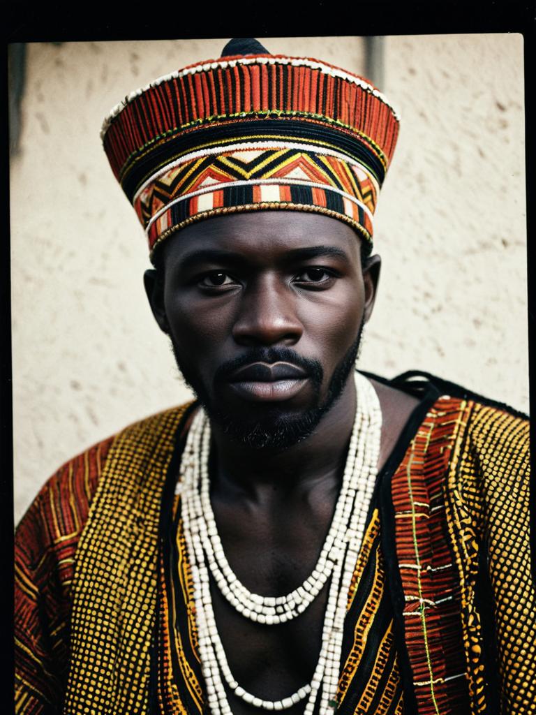 Man in African Traditional Outfit Photorealistic Cultural Fashion Portrait