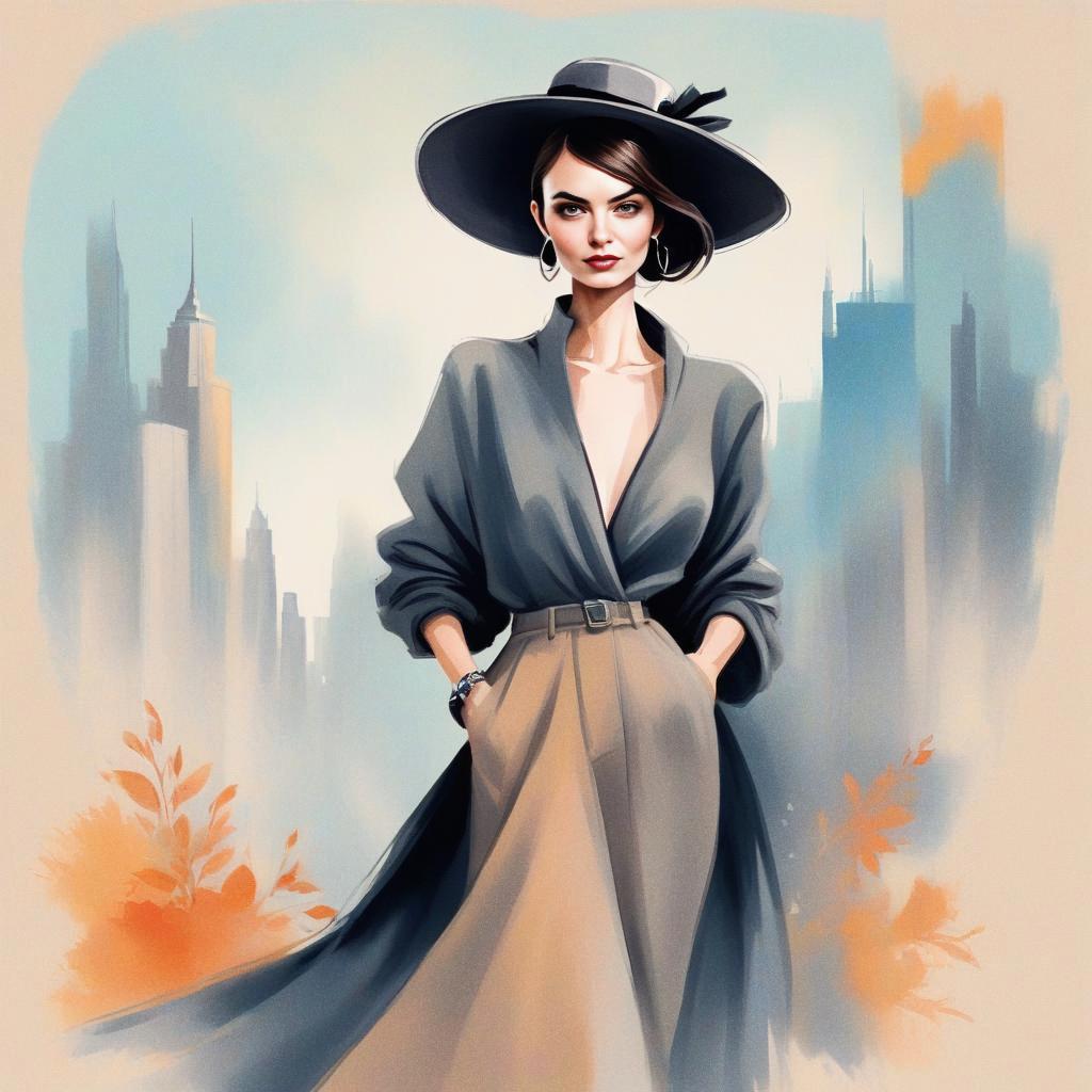 Confident Woman in Contemporary Fashion Against Urban Backdrop Confident Woman in Contemporary Fashion Against Urban Backdrop