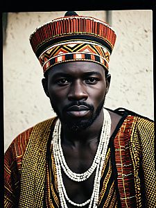 Man in African Traditional Outfit Photorealistic Cultural Fashion Portrait