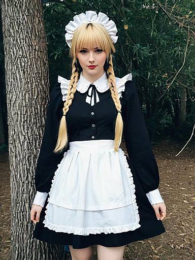 Woman in Abigail Williams Festival Outfit with Classic Maid Style