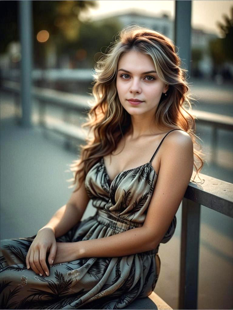 Young Woman in Tropical Dress Outdoors