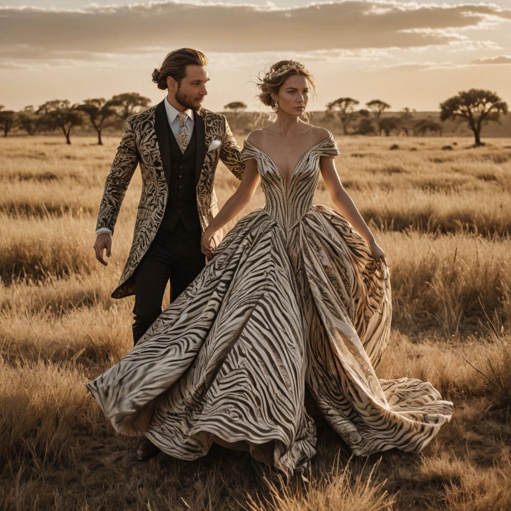 Stylish Couple in Golden Field