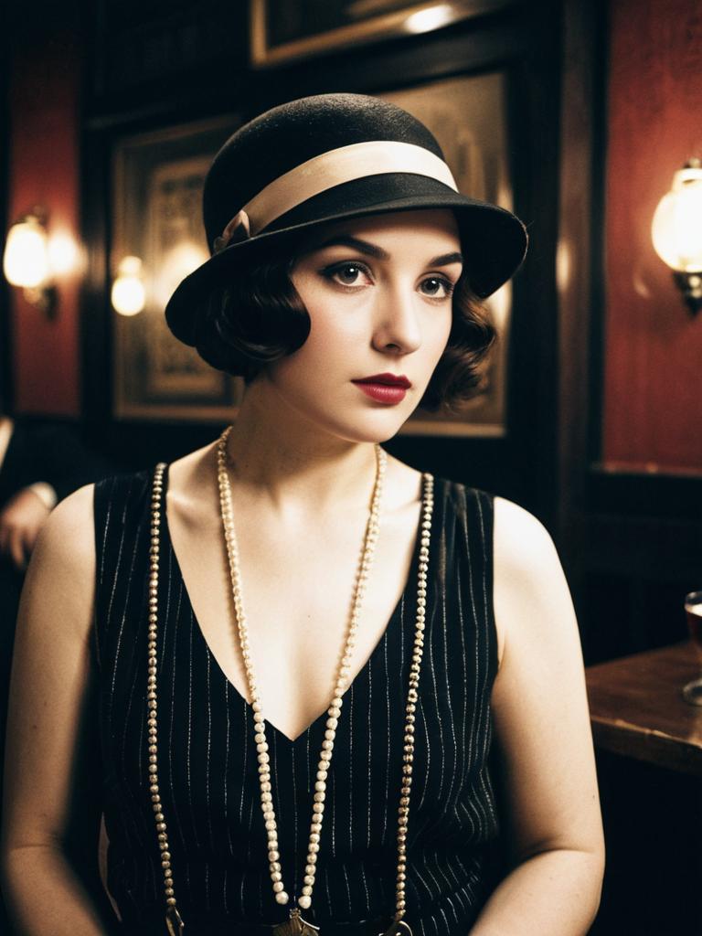 1920s Woman in Speakeasy Costume Photorealistic Portrait 1920s Woman in Speakeasy Costume Photorealistic Portrait