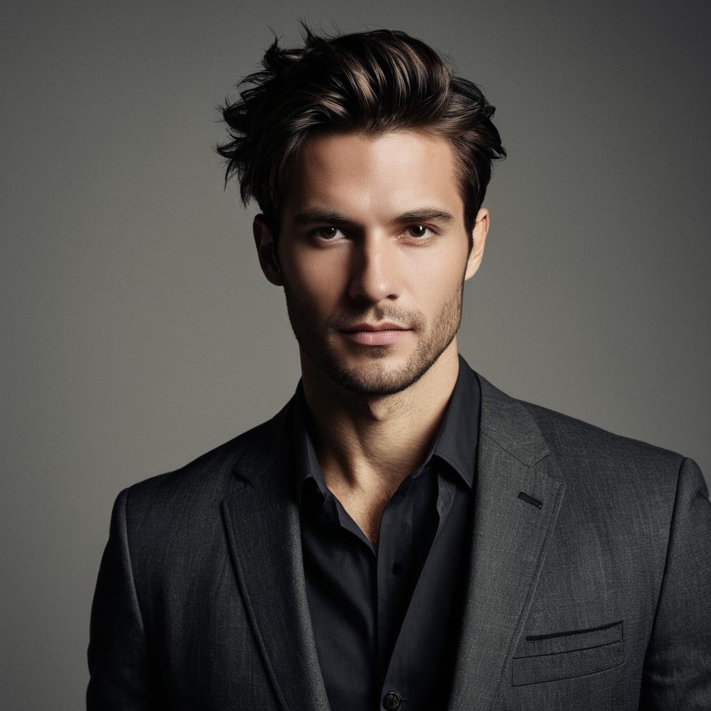 Confident Man in Dark Gray Suit