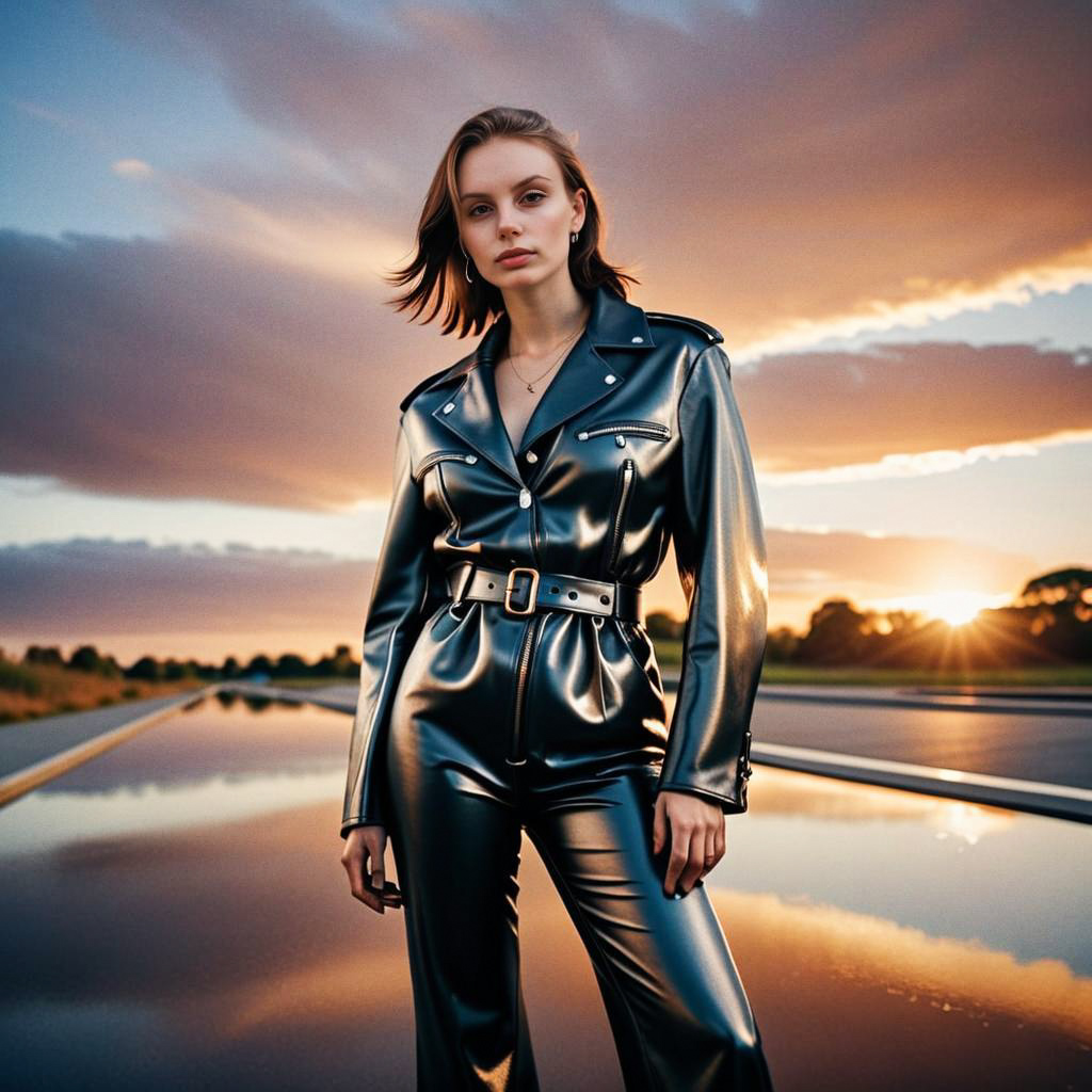 Woman in Black Jumpsuit at Sunset