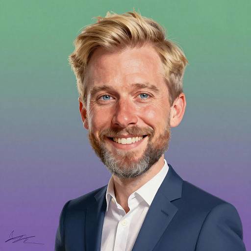 Smiling Blonde Man in Navy Suit Digital Portrait