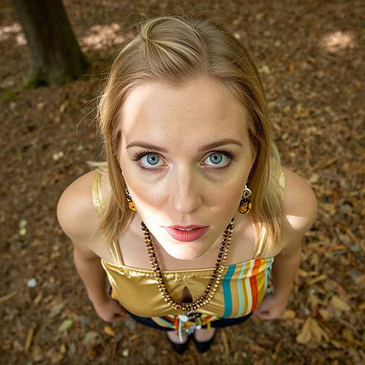 Young Woman Looking Up Outdoors Close-Up Portrait