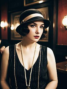 1920s Woman in Speakeasy Costume Photorealistic Portrait