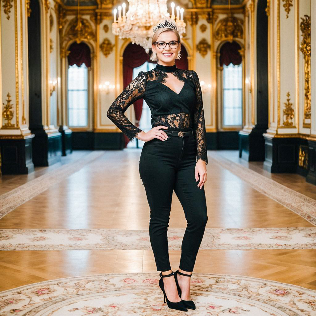 Confident Woman in Black Lace Top and Tiara Confident Woman in Black Lace Top and Tiara