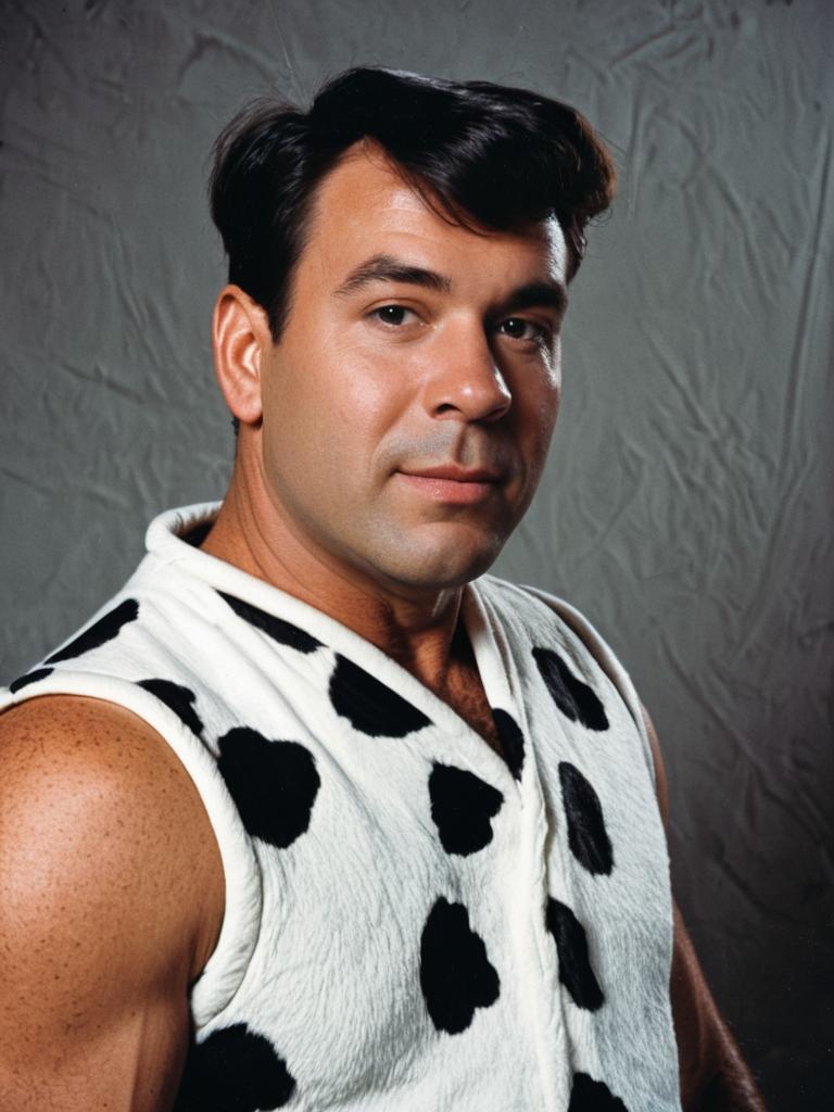 Man in Fred Flintstone Costume Photorealistic Studio Portrait