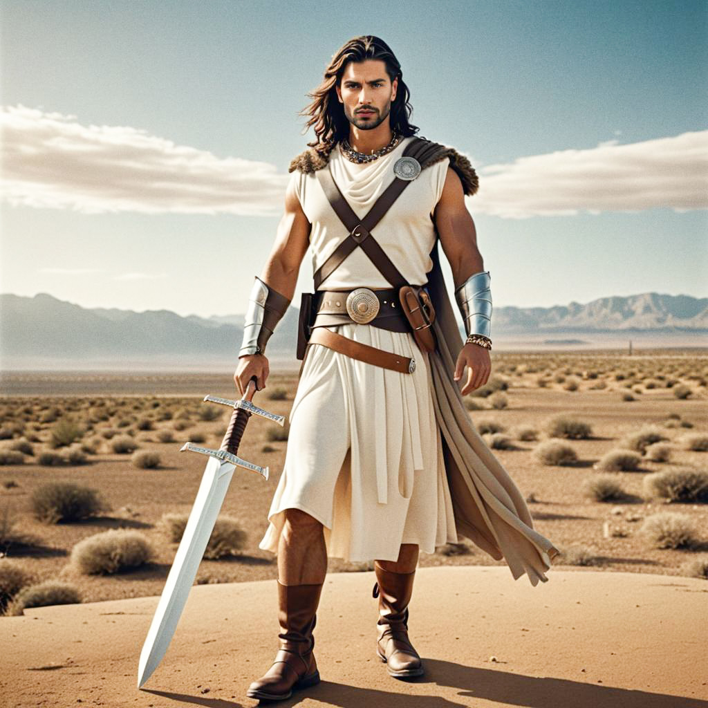 Heroic Figure in Desert Landscape