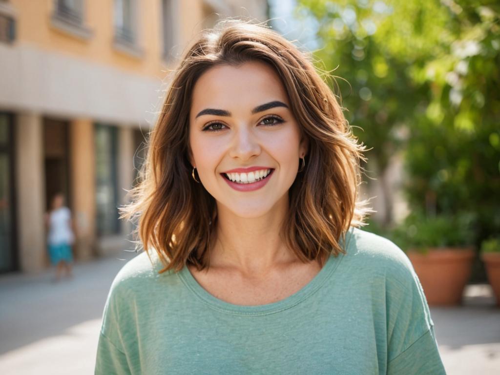 Joyful Woman in Urban Setting