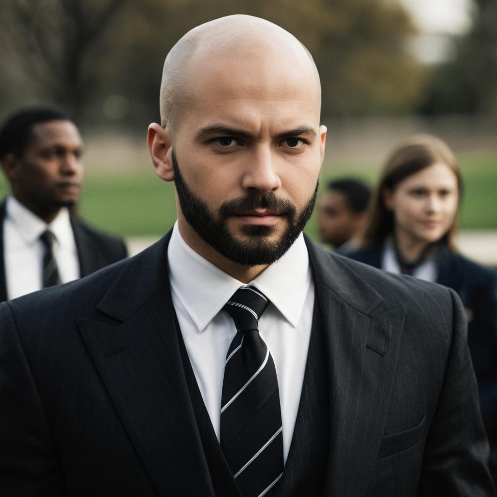 Confident Bald Man in Black Suit Confident Bald Man in Black Suit