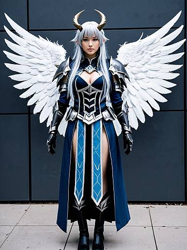 Mulberry Arknights Realistic Cosplay with Angel Wings and Armor