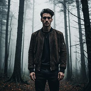 Young Man in Misty Forest