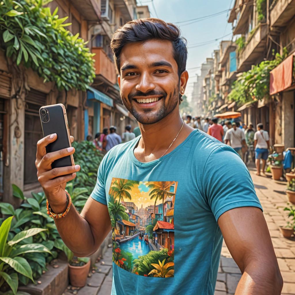 Indian Man in Traditional Attire Taking Selfie