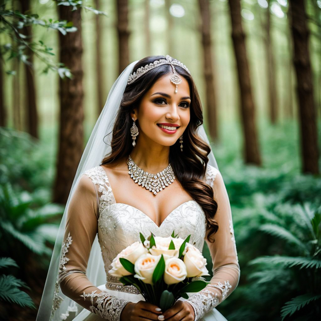 Radiant Bride in Lush Forest