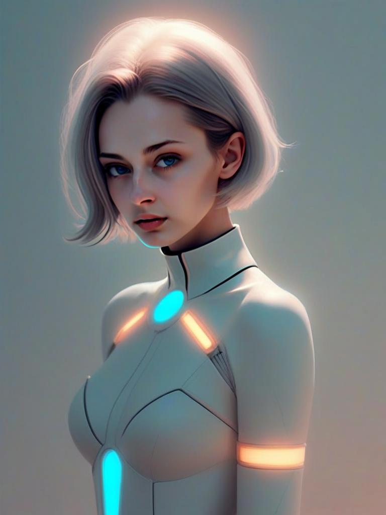 Futuristic Woman in High-Tech Suit