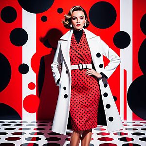 Confident Woman in Red Polka Dot Dress