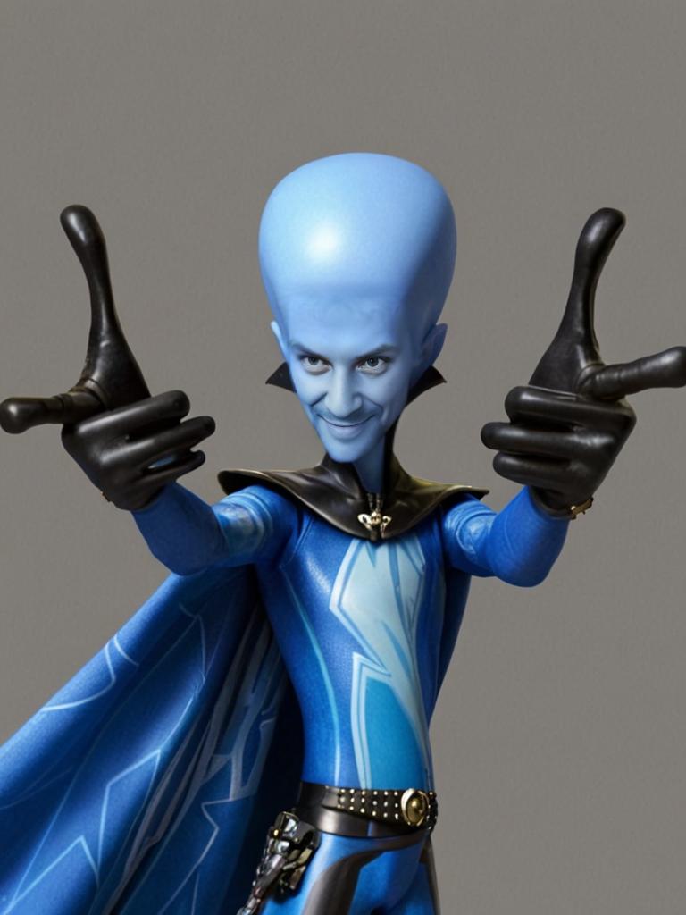 Megamind with Realistic Human Face in Confident Pose