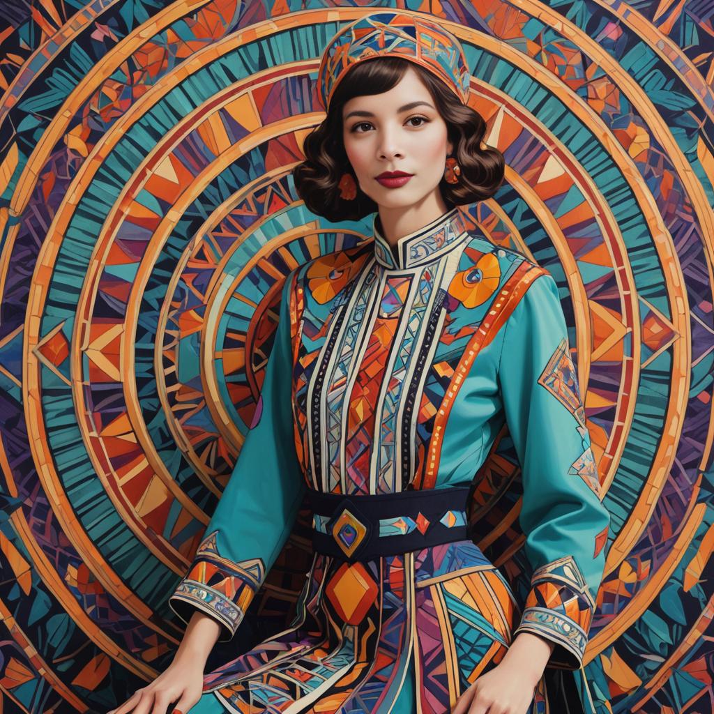 Elegant Woman with Vibrant Embroidered Clothing