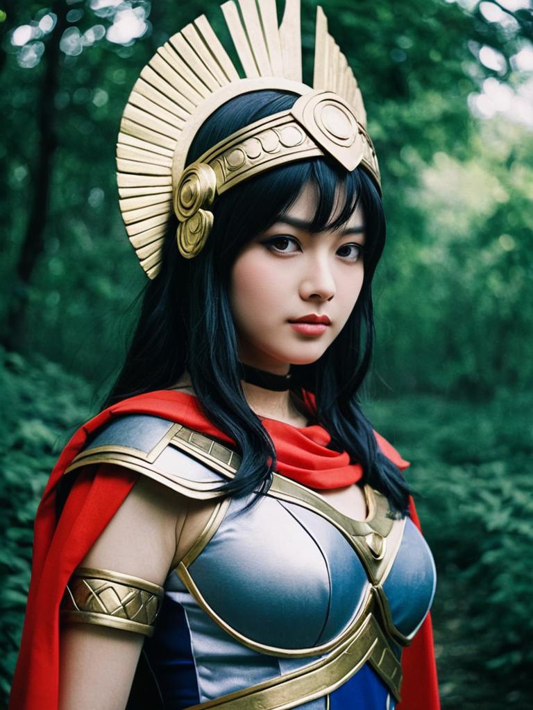 Realistic Athena Asamiya Costume Woman Cosplay in Forest