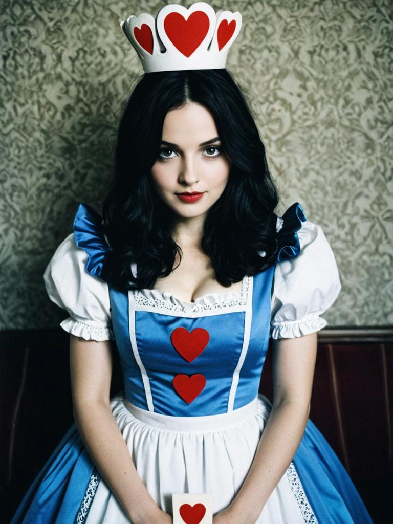 Woman in King of Hearts Costume Inspired by Alice in Wonderland