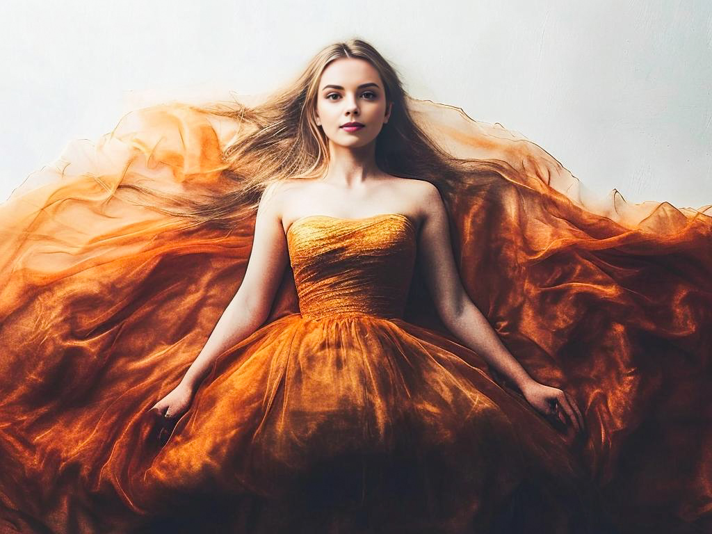 Elegant Woman in Orange Gown