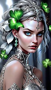 Ethereal Woman with Blue Eyes and Silver Hair