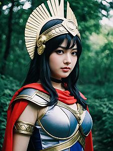 Realistic Athena Asamiya Costume Woman Cosplay in Forest