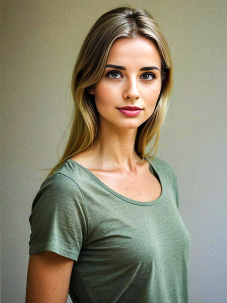 Young Woman in Green T-Shirt