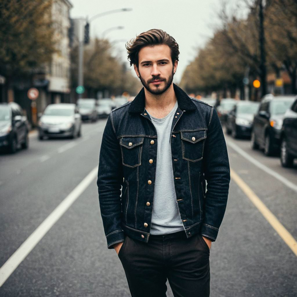 Stylish Young Man in City Street