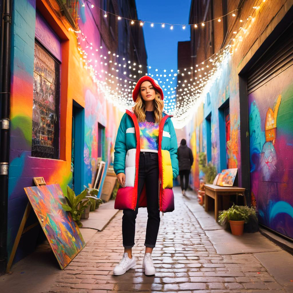 Stylish Woman in Colorful Alley