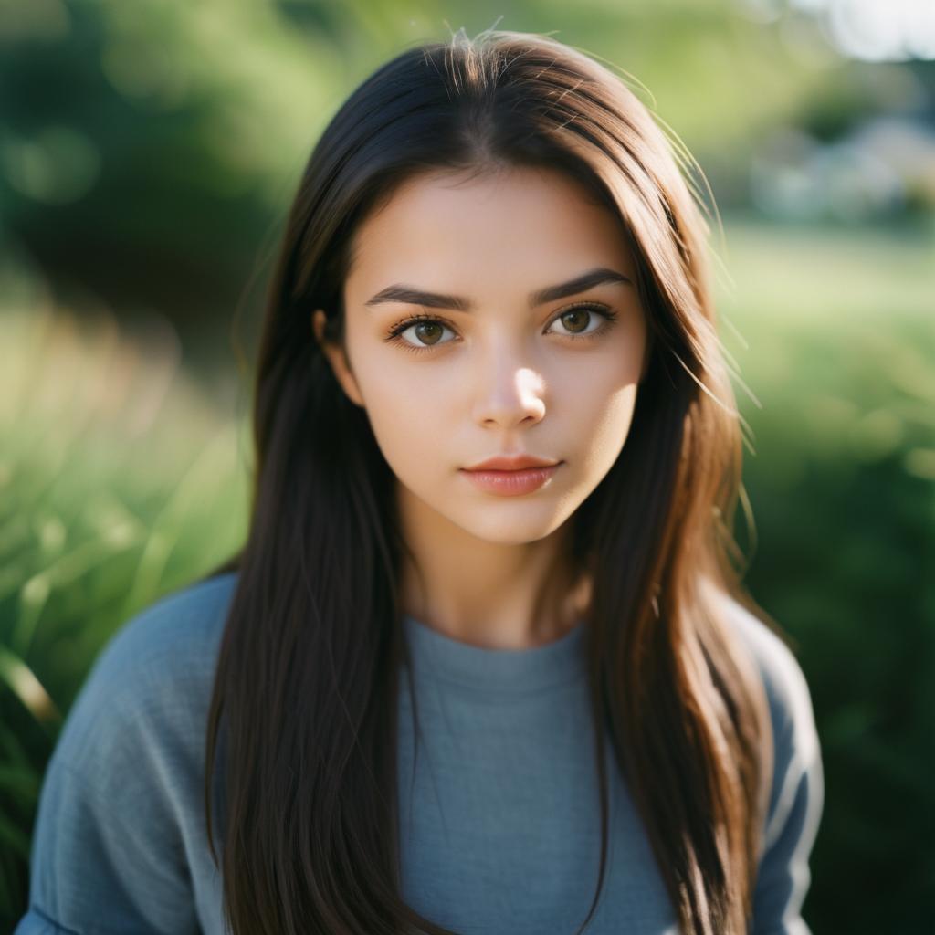 Confident Young Woman in Lush Greenery