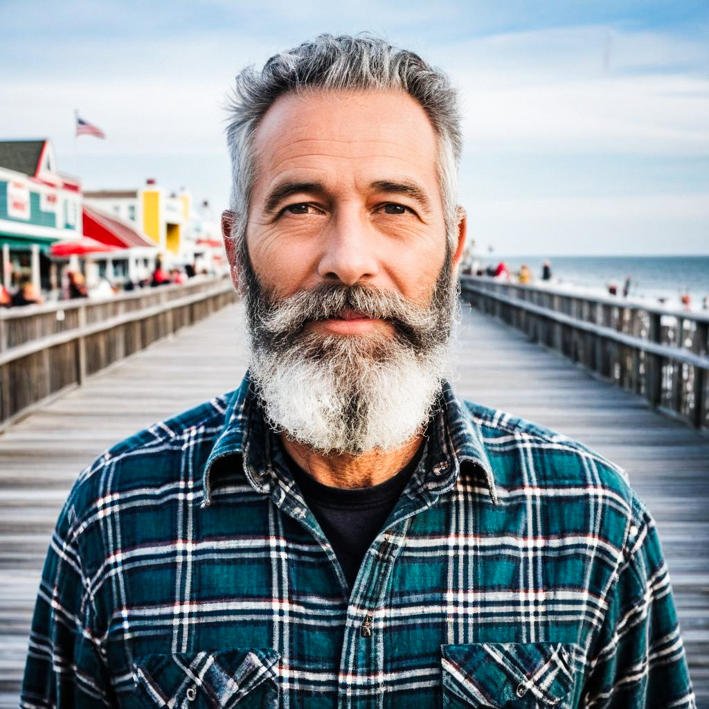 Mature Man by Seaside Boardwalk