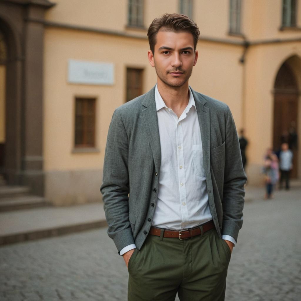 Stylish Man in Smart Casual Outfit in Prague