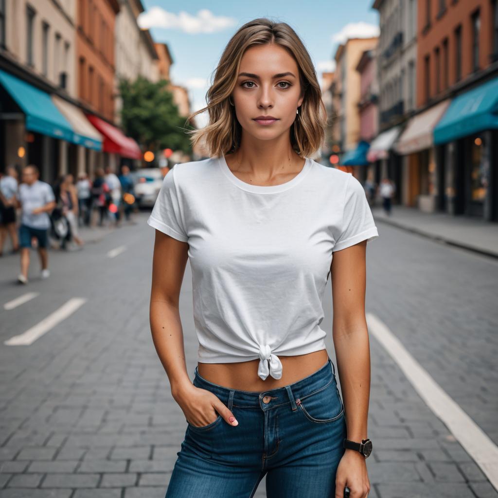 Confident Woman in Casual Urban Attire