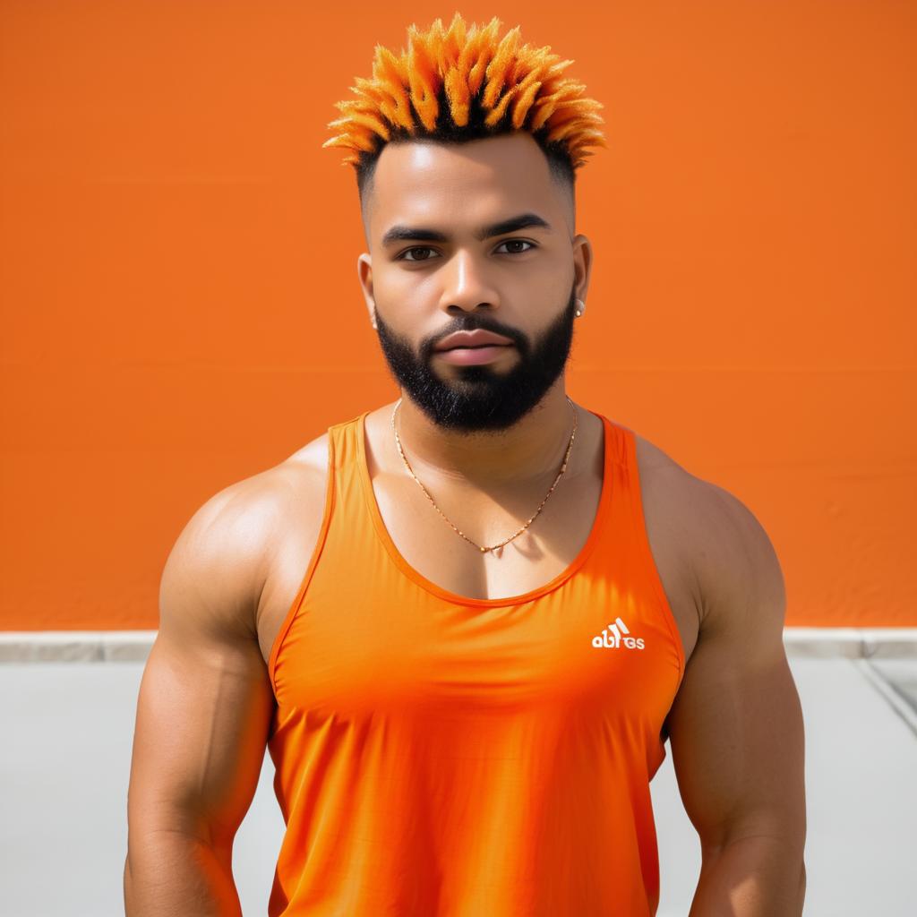 Muscular Man with Orange Hair in Athletic Tank Top