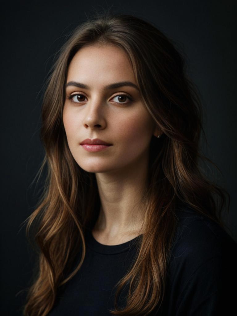 Serene Portrait of a Woman with Flowing Hair