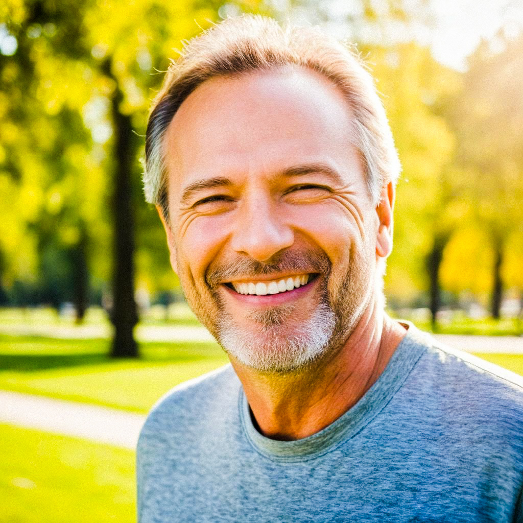 Cheerful Man Outdoors in Nature