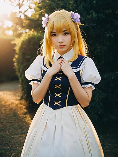 Renge Houshakuji Cosplay Woman in Elegant Anime Costume Outdoors